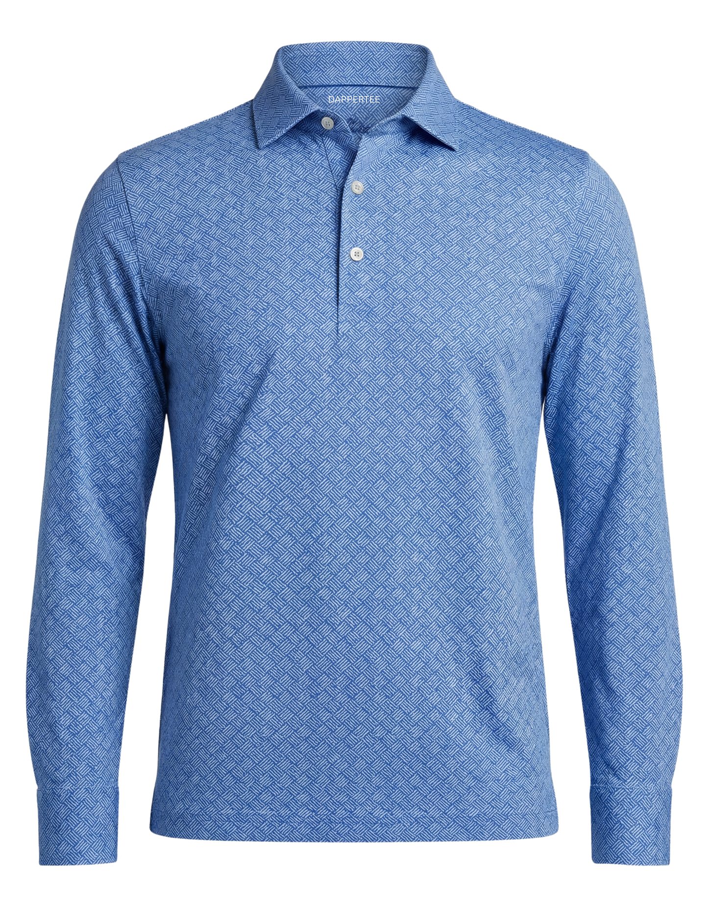 DapperTee Italiano Brunetti blue long sleeve polo luxury premium professional office attire.