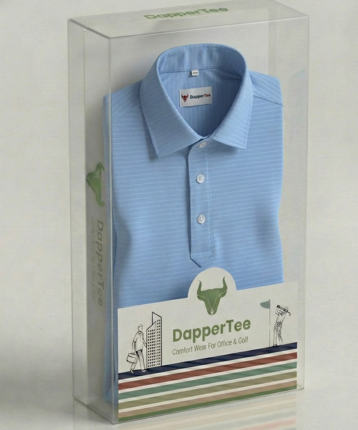 Danish Sea Blue White Striper Polo For Office