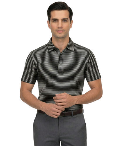 Stunning Black White Stripe Polo For Office