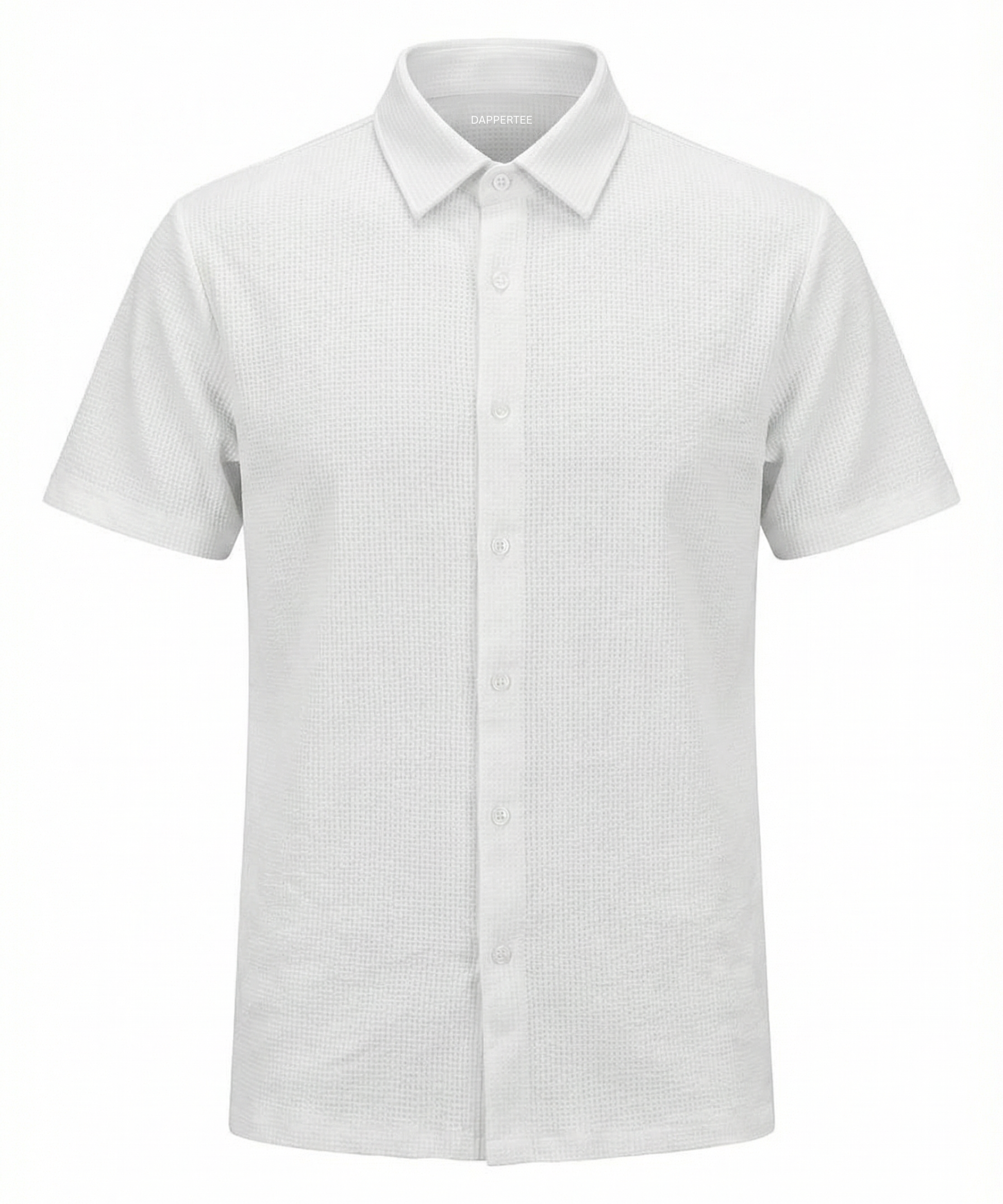 DapperTee Regal dot structured jacquard white polo premium professional corporate office attire.