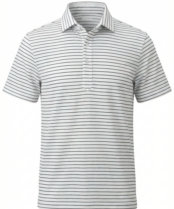 Regal White Black Stripe Open Polo for Office