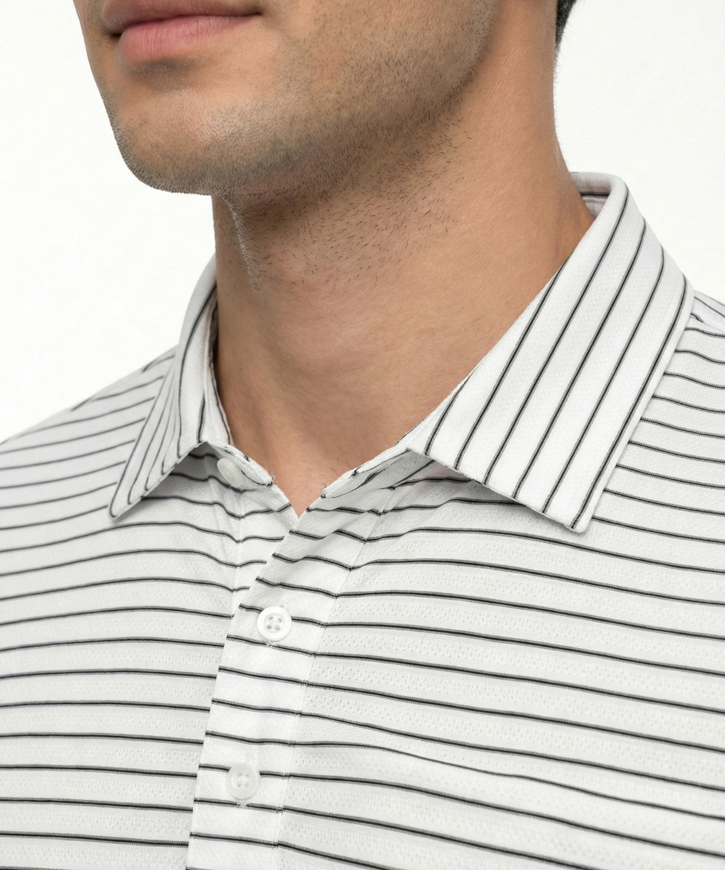 Regal White Black Stripe Polo for Office