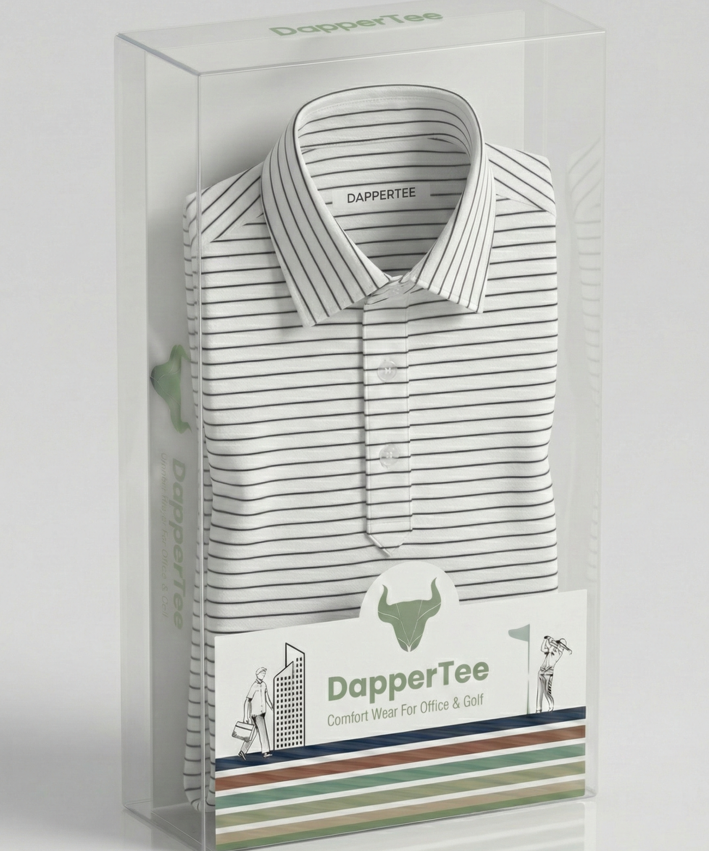 Regal White Black Stripe Polo for Office
