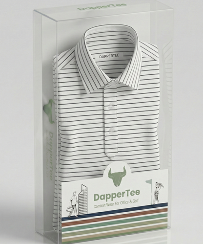 Regal White Black Stripe Polo for Office