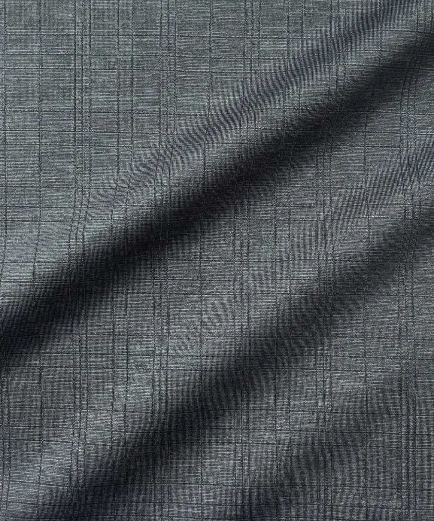 Close-up specialized jacquard polyamide fabric texture on DapperTee German Sky black shirt.