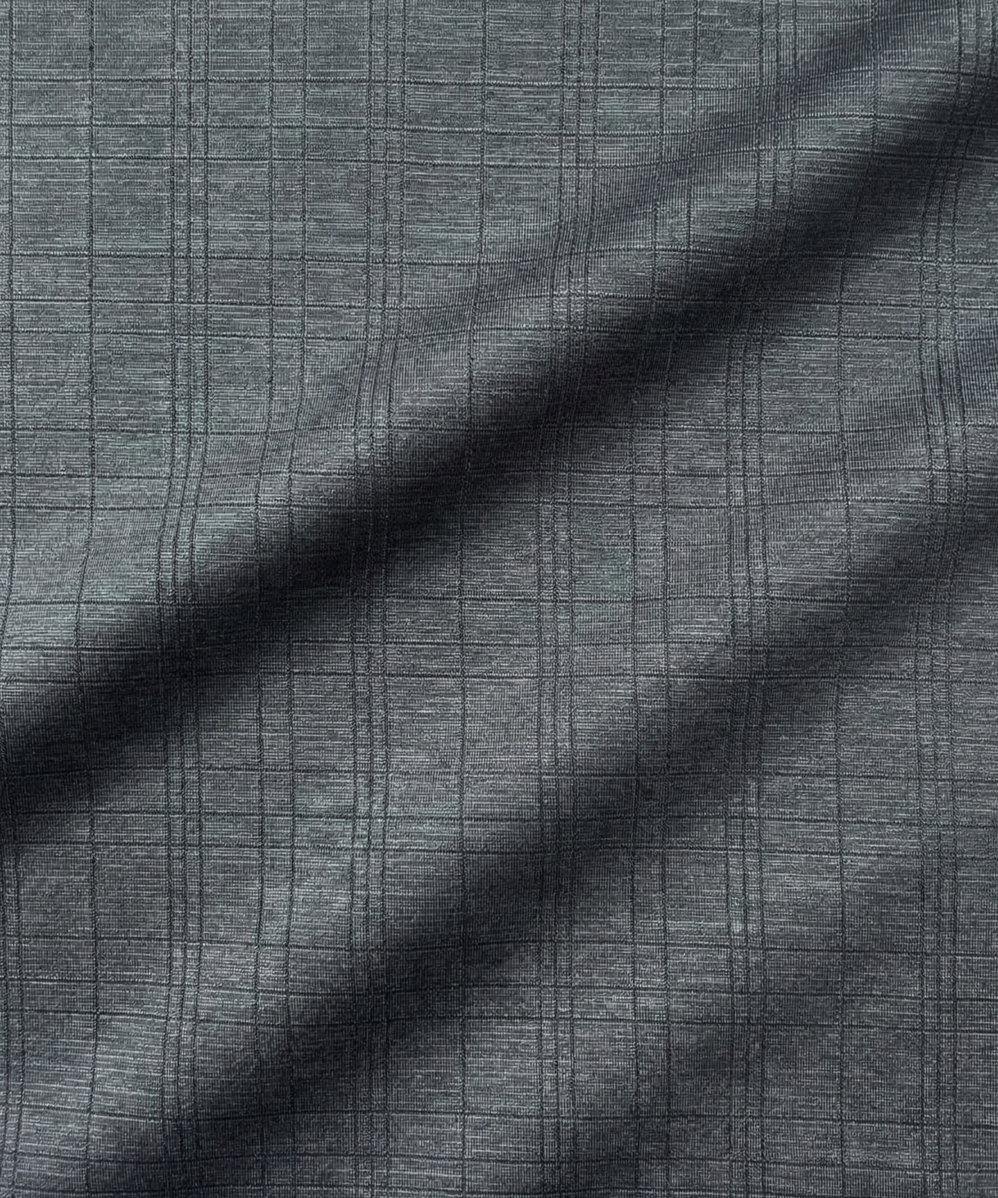 Close-up specialized jacquard polyamide fabric texture on DapperTee German Sky black shirt.