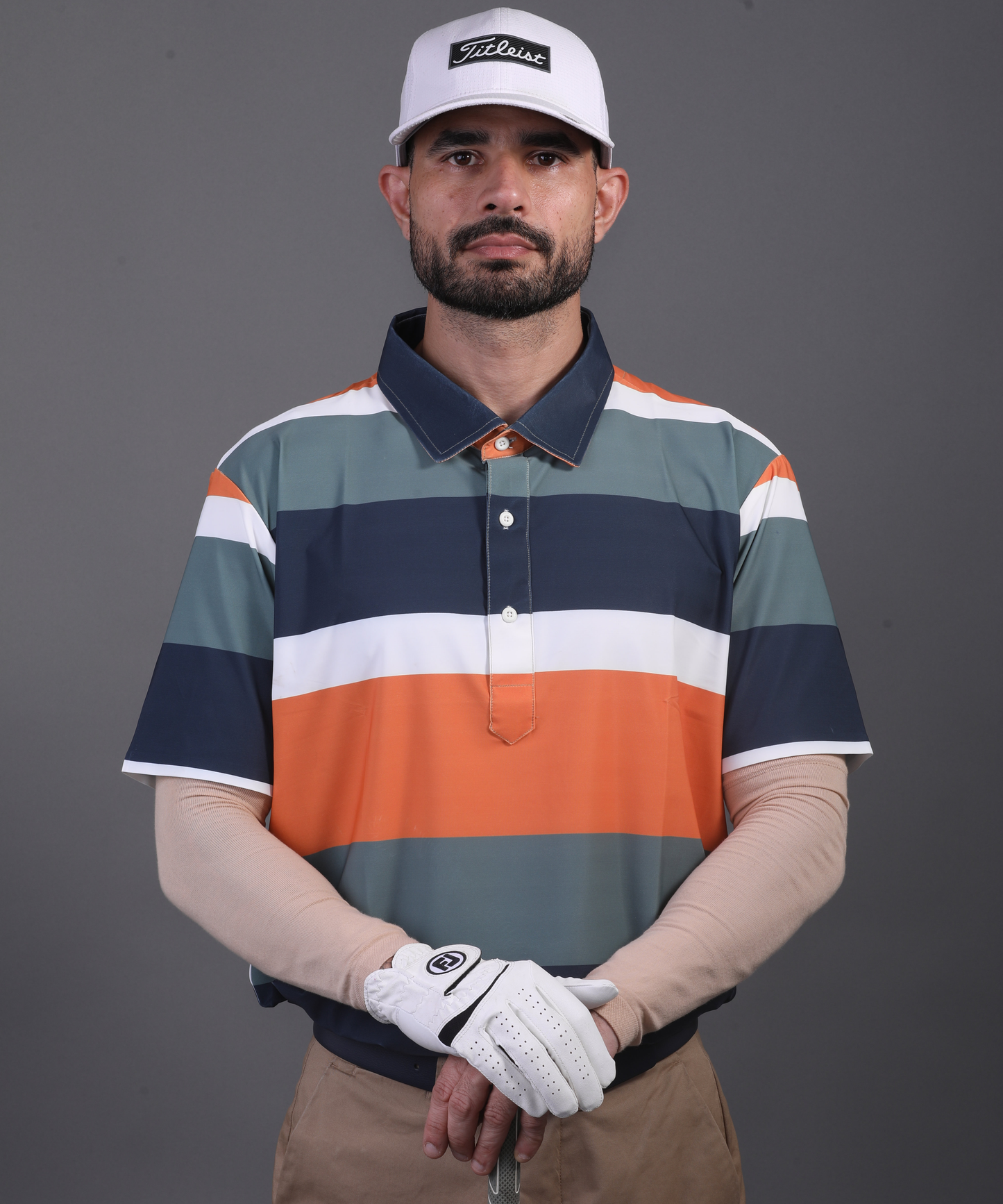 Pure Essential Flex Green Black White Orange Polo