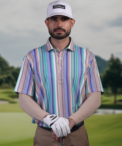 Men’s DapperTee colorful golf polo breathable polyamide fabric professional athletic performance gear.