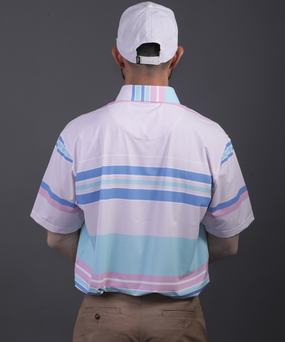DapperTee stretchable golf polo demonstrating relaxed fit and high performance breathable polyamide.