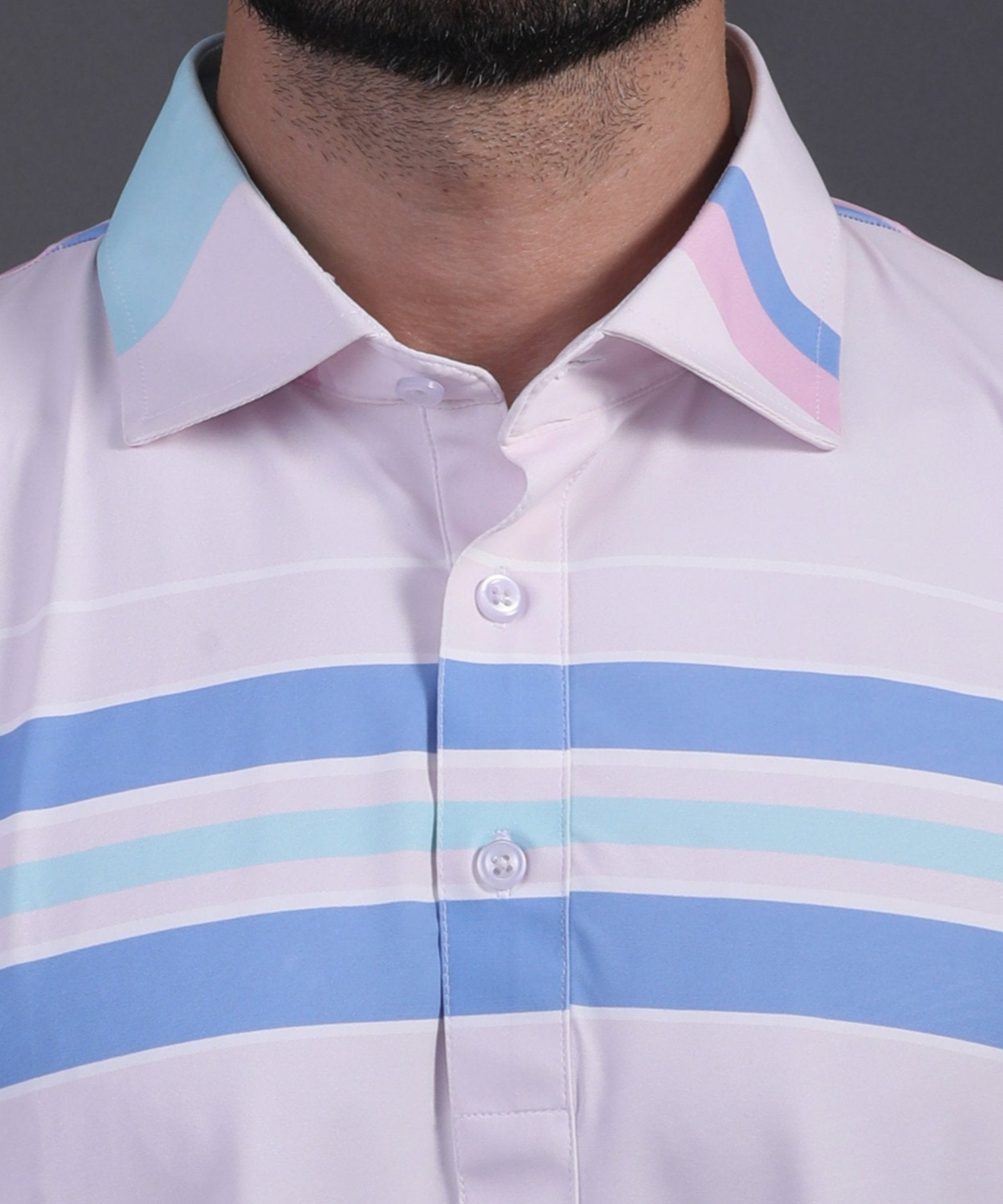Pure Essential Flex Smooth Light Pink Stripe Polo