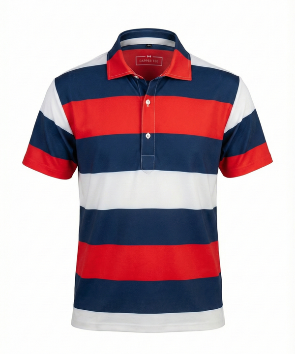 American Essential Flex Blue Red White Polo Version 2
