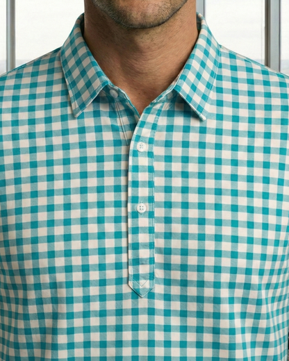 British Oxford Blue & White Checks Office Polo