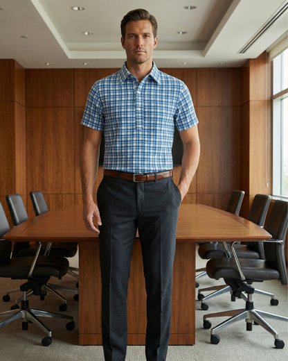 Manhattan Wall Street Blue Polo For Office