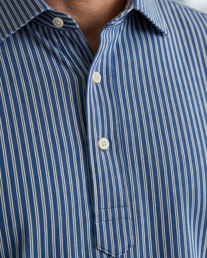 London Blue Pin Stripes Polo For Office