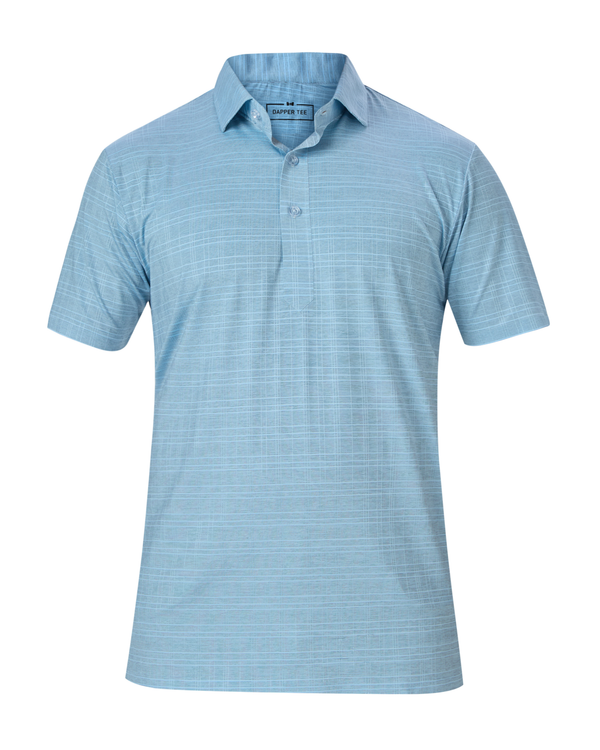 Paris Blue Checks Texture Jaquard Design Polo For Office