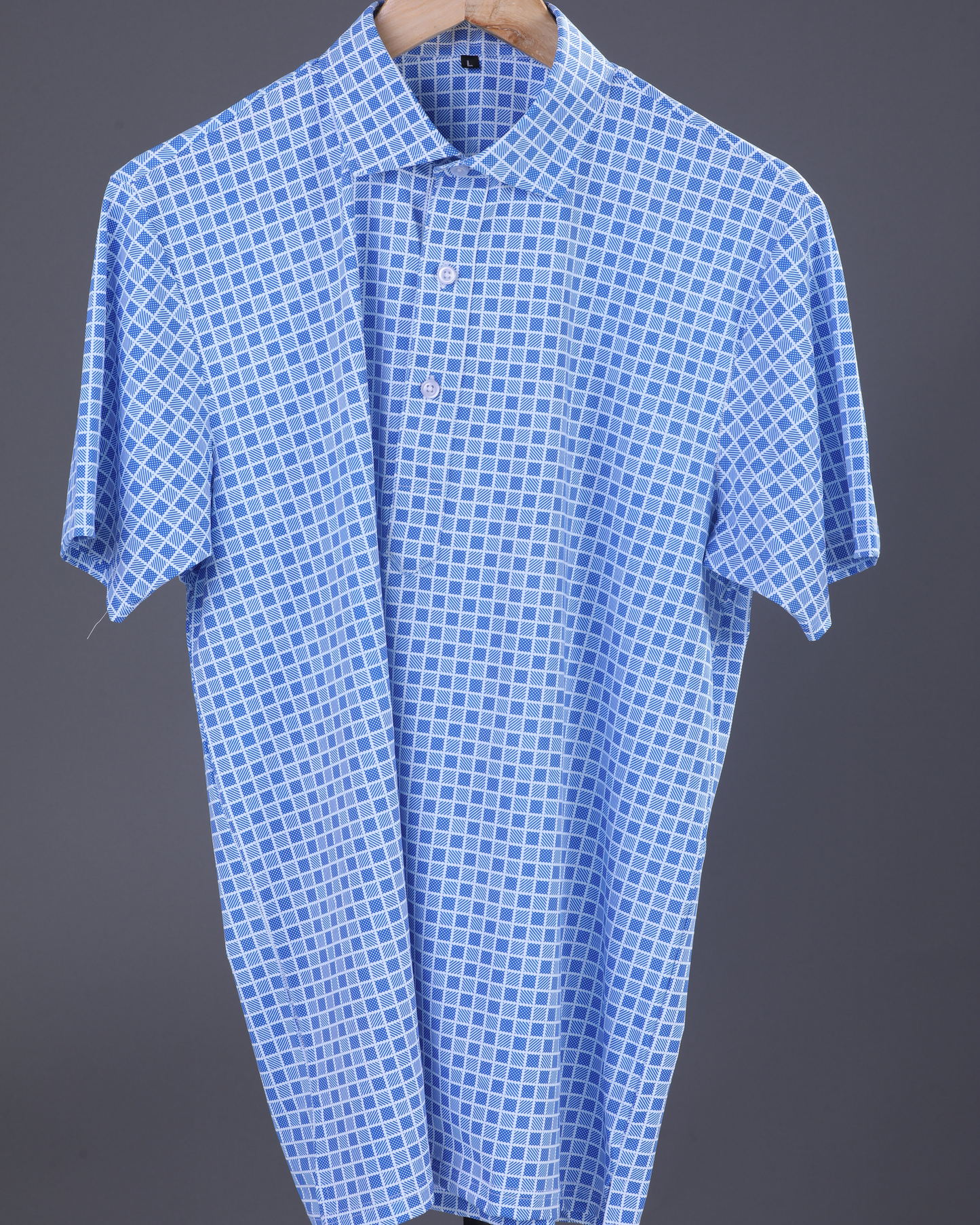 Regal Light Blue Square Jaquard Print Polo