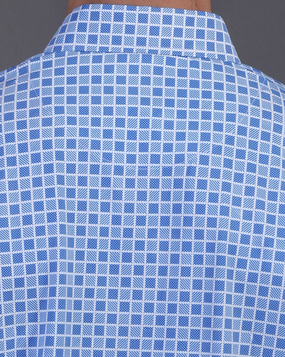 DapperTee blue jacquard polo featuring professional back yoke and premium tapered fit.