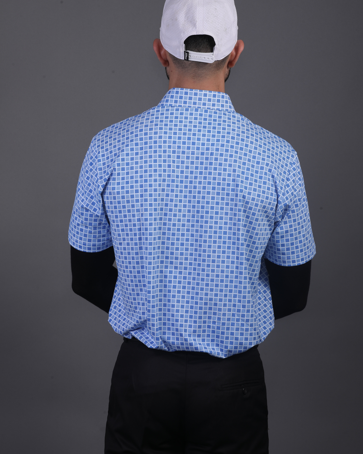 Regal Light Blue Square Jaquard Print Polo