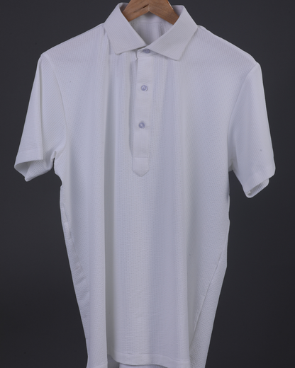 Regal Dot Structured Jaquard White Polo