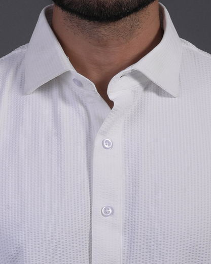 Regal Dot Structured Jaquard White Polo