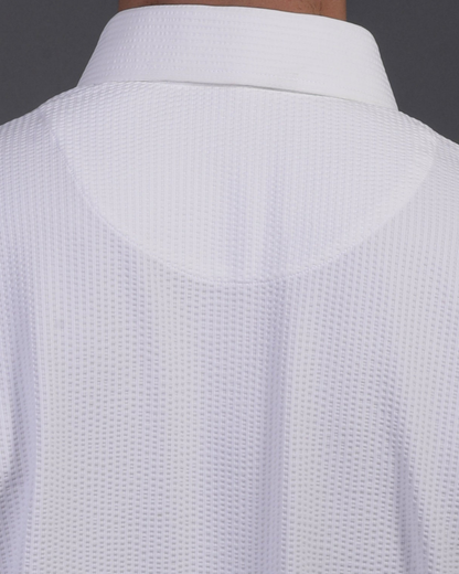 Regal Dot Structured Jaquard White Polo