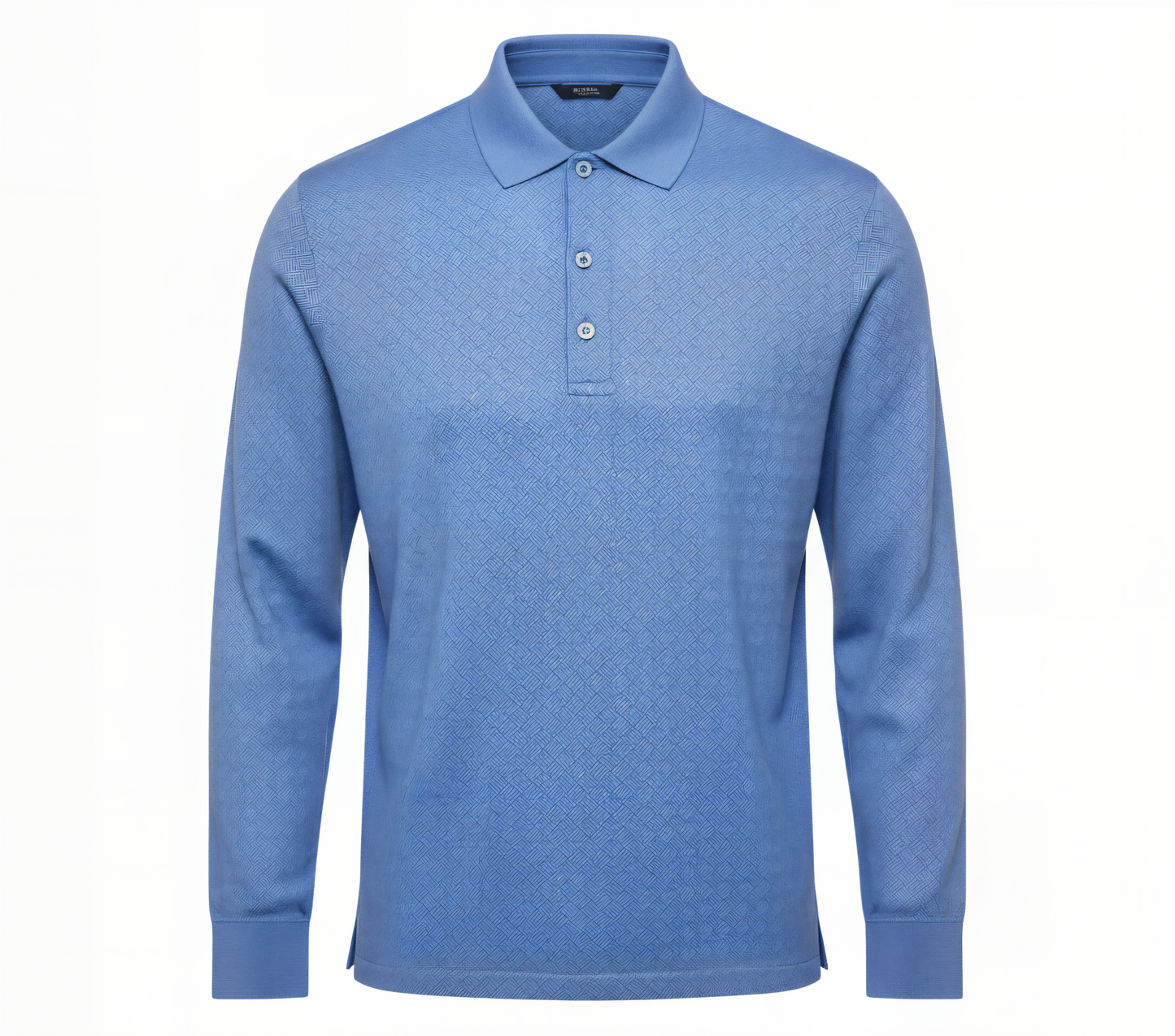 Long Sleeve Blue Jaquard print Polo