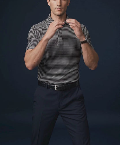 Stunning Black White Stripe Polo For Office