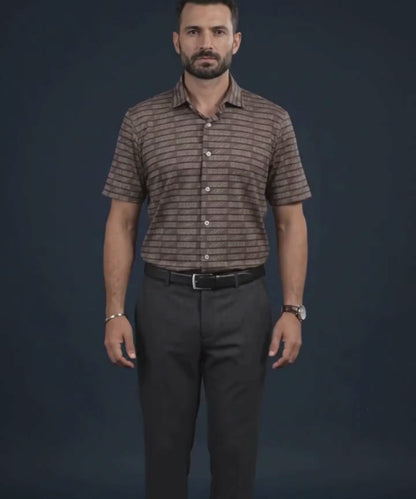 Pure Essential Flex Brown Jaquard Open Polo