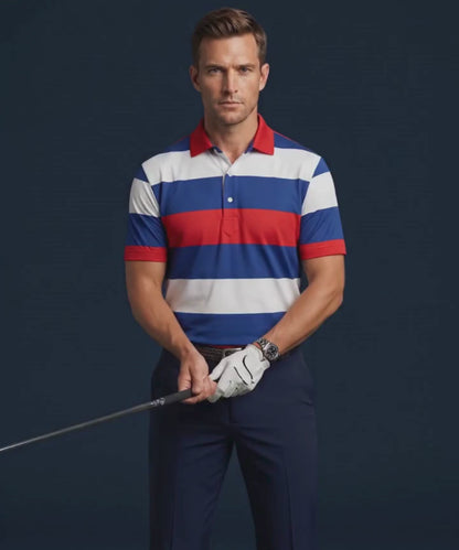 American Essential Flex Blue Red White Polo