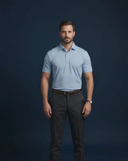 Prestige Classic Light Blue Jaquard Knit Polo