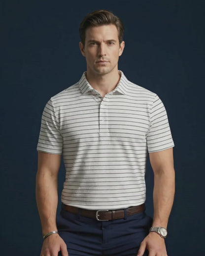 Italian Designer Jaquard Stripe Polo