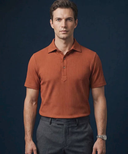 Greek Wine Rust Stripe Structured Polo For Office