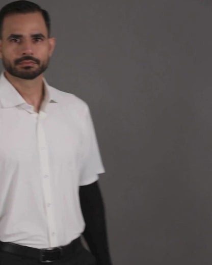 Performance video showcasing DapperTee stretchable open polo during a professional corporate meeting.