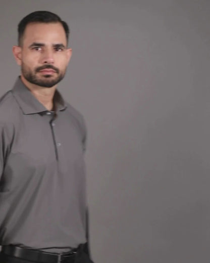 Premium Stripe Jaquard Charcoal DapperTee Polo For Office