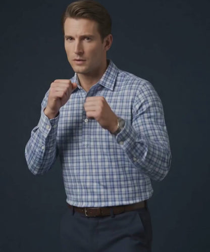 Manhattan Wall Street Blue Full Sleeve Polo For Office