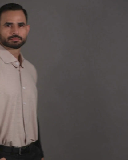 Performance video showcasing DapperTee stretchable open polo during a professional corporate meeting.