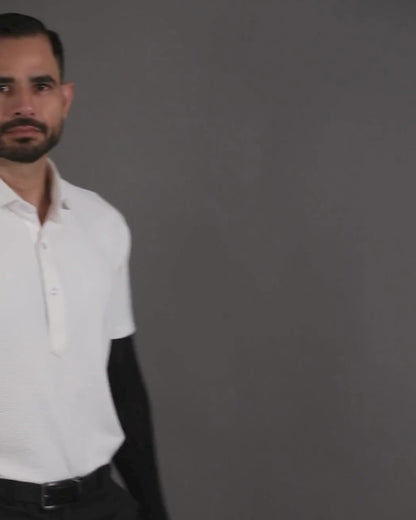 Regal Dot Structured Jaquard White Polo