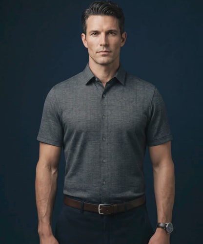 German Sky Black Jaquard Polo Shirt For Office
