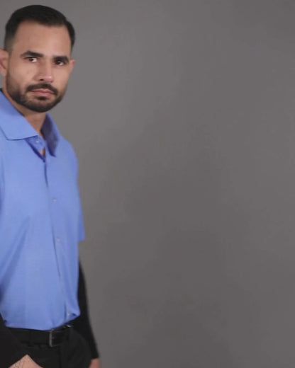 Performance video showcasing DapperTee stretchable open polo during a professional corporate meeting.