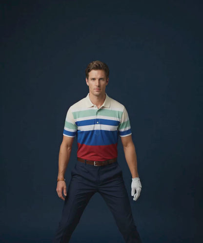 Super Essential Flex White Blue Red Polo