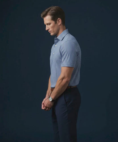 London Blue Pin Stripes Polo For Office
