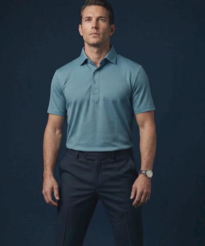 Super Jaquard Light Teal DapperTee Polo For Office