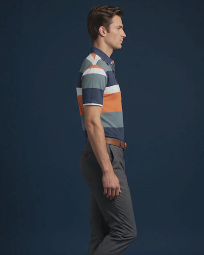 Pure Essential Flex Green Black White Orange Polo